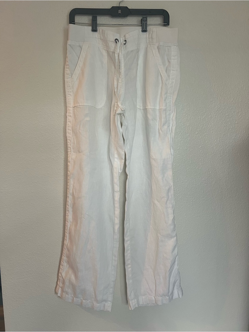 Athleta White Straight-Leg Drawstring Waist Pants